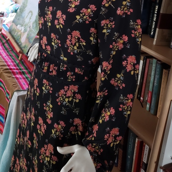 Black Floral Black and Orange Hue Dress - Picture 6 of 8